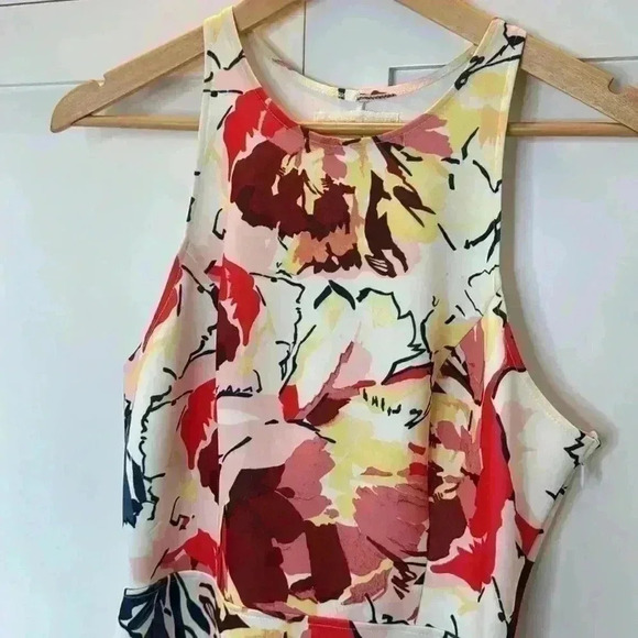 Vintage Abercrombie & Fitch Tank Floral Summer Dress size: L yellow pink white - Picture 2 of 8